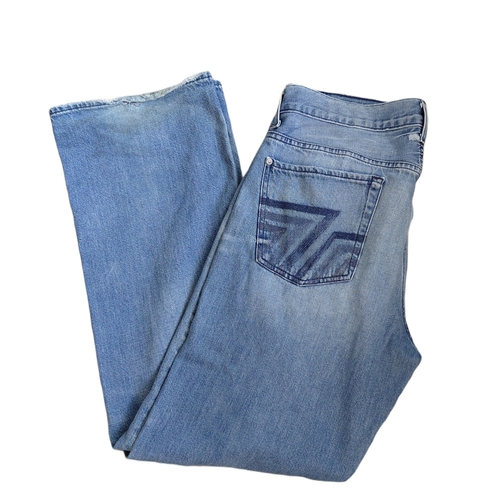 7 For All Mankind Men's Soze 34 Relaxed Distressed Bootcut Jeans